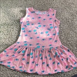 Pink Sleeveless Dress with Blue and Green Floral Print